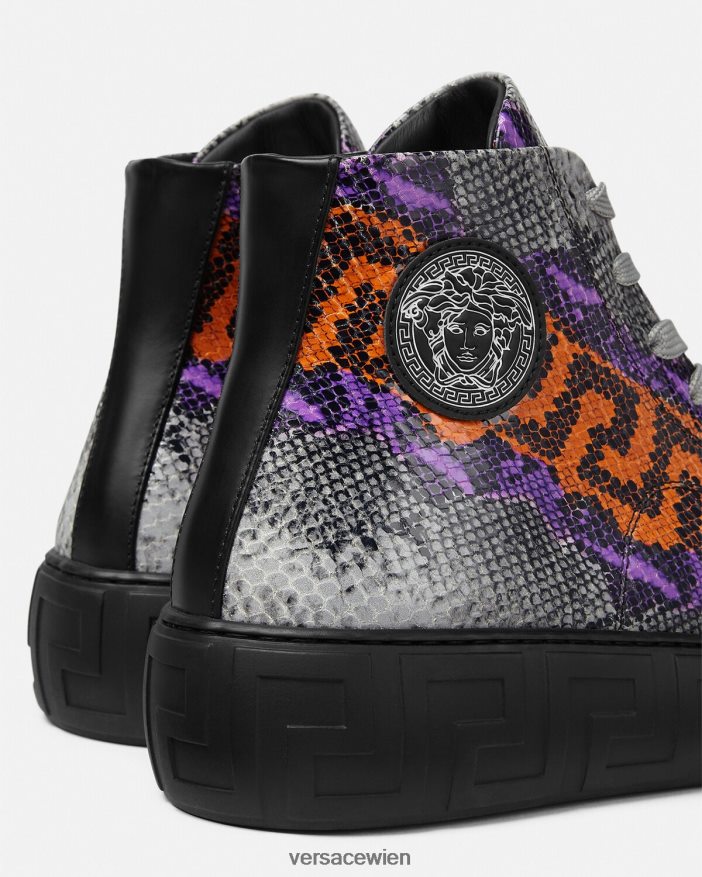 eine Farbe Sneakers mit Python-Greca-Print Versace Männer Schuh 8N4XJD1554