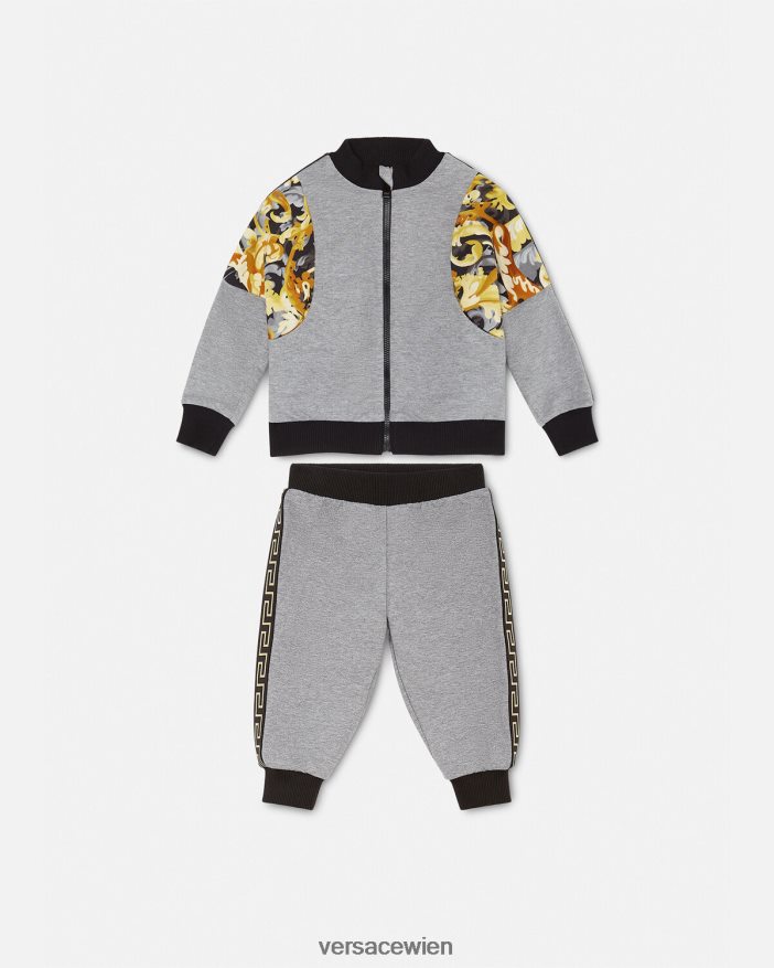 grau  bedruckt Barocco Baby-Sweatset Versace Kinder Kleidung 8N4XJD1884