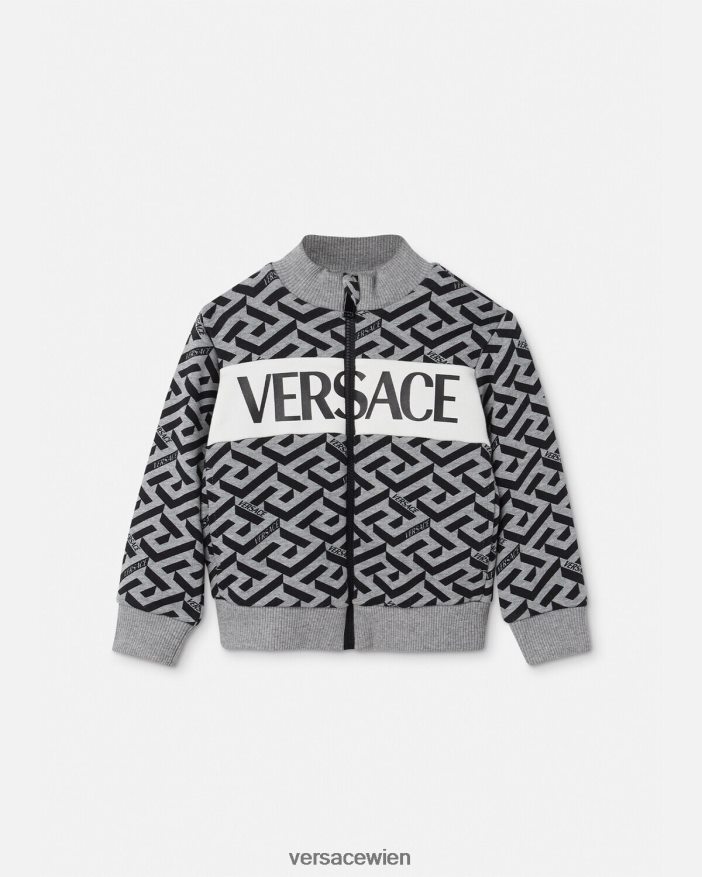 grau  bedruckt La Greca Baby-Sweatshirt mit Reißverschluss Versace Kinder Kleidung 8N4XJD1909