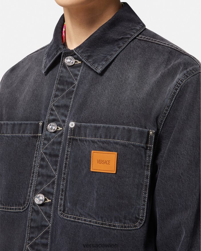 grau Jeans-Overshirt mit Logo Versace Männer Kleidung 8N4XJD1324