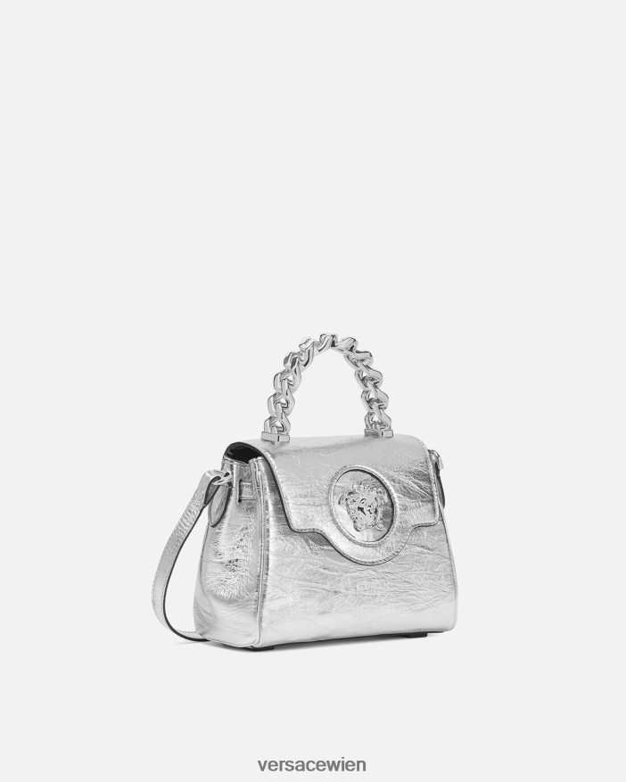 grau Kleine Handtasche „La Medusa“ in Metallic-Optik Versace Frauen Taschen 8N4XJD305