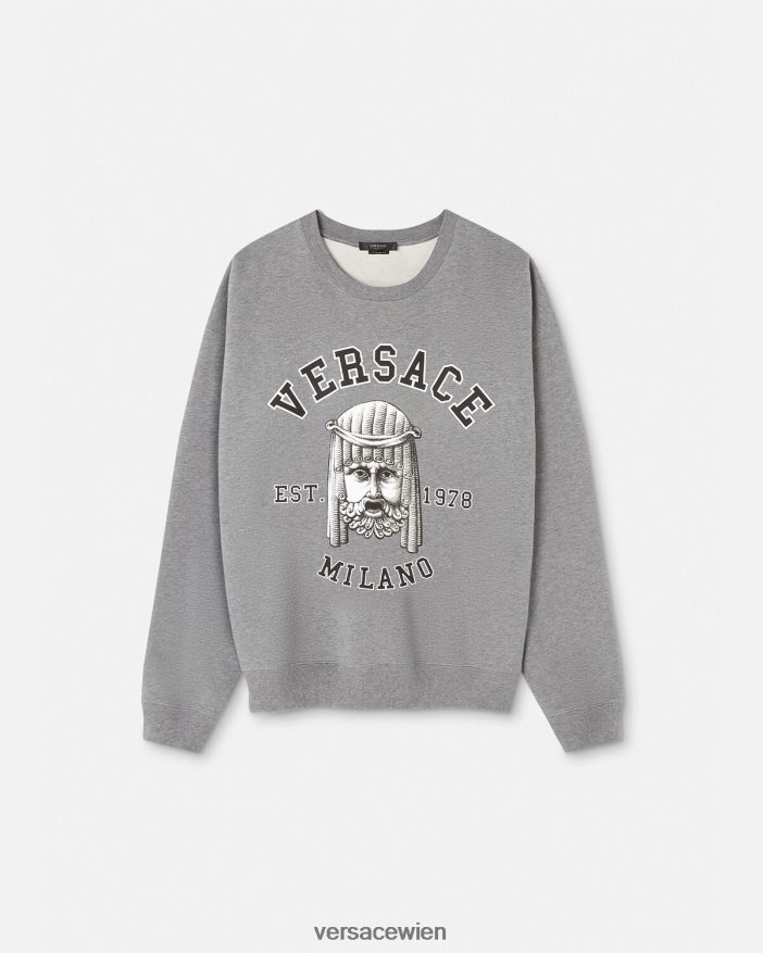 grau La Maschera-Logo-Sweatshirt Versace Männer Kleidung 8N4XJD1415