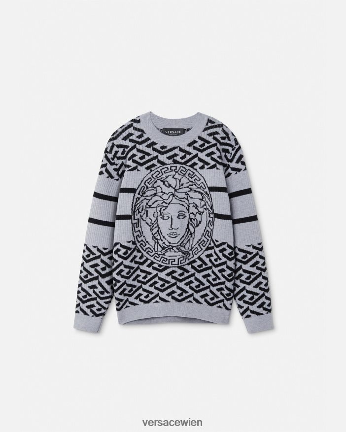 grau Medusa-La-Greca-Pullover Versace Kinder Kleidung 8N4XJD1994