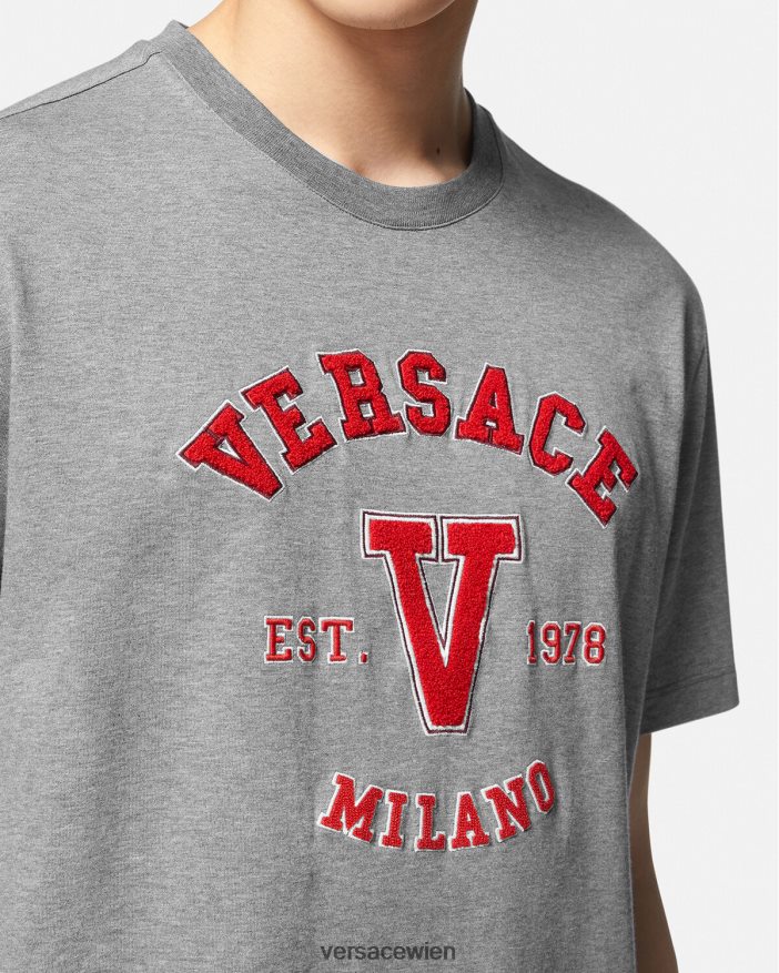 grau T-Shirt mit Uni-Logo Versace Männer Kleidung 8N4XJD1403