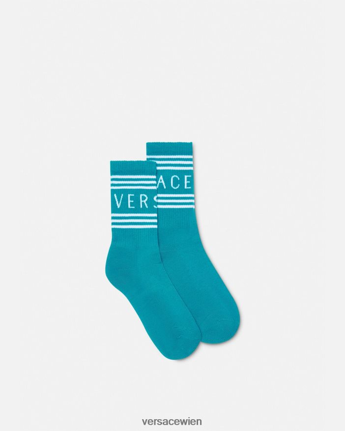 grünes Wasser Socken mit 90er-Jahre-Vintage-Logo Versace Frauen Unterwäsche und Strandbekleidung 8N4XJD1107