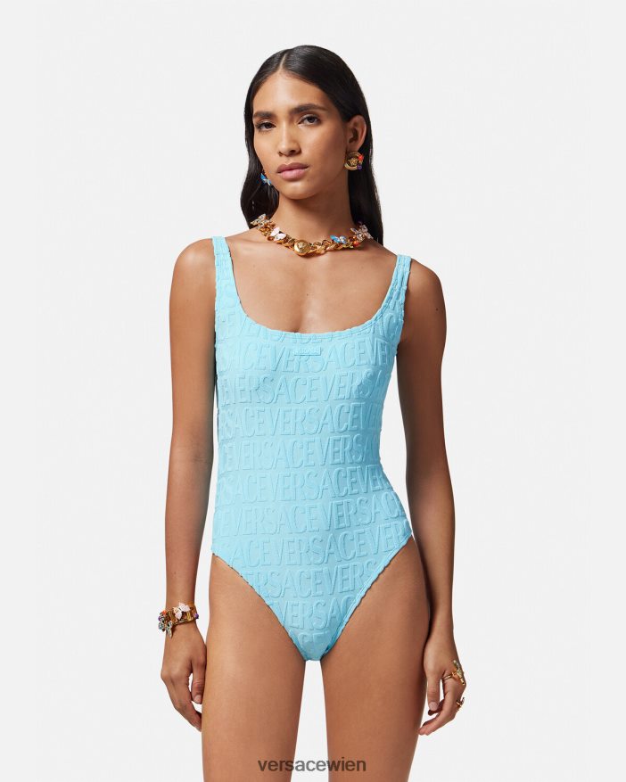 hellblau Allover-Badeanzug aus Handtuch Versace Frauen Unterwäsche und Strandbekleidung 8N4XJD1123