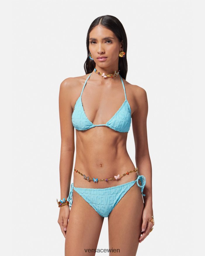 hellblau Allover-Bikinioberteil aus Handtuch Versace Frauen Unterwäsche und Strandbekleidung 8N4XJD1119