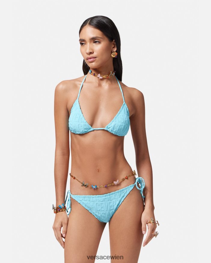 hellblau Allover-Handtuch-Bikinihose Versace Frauen Unterwäsche und Strandbekleidung 8N4XJD1121