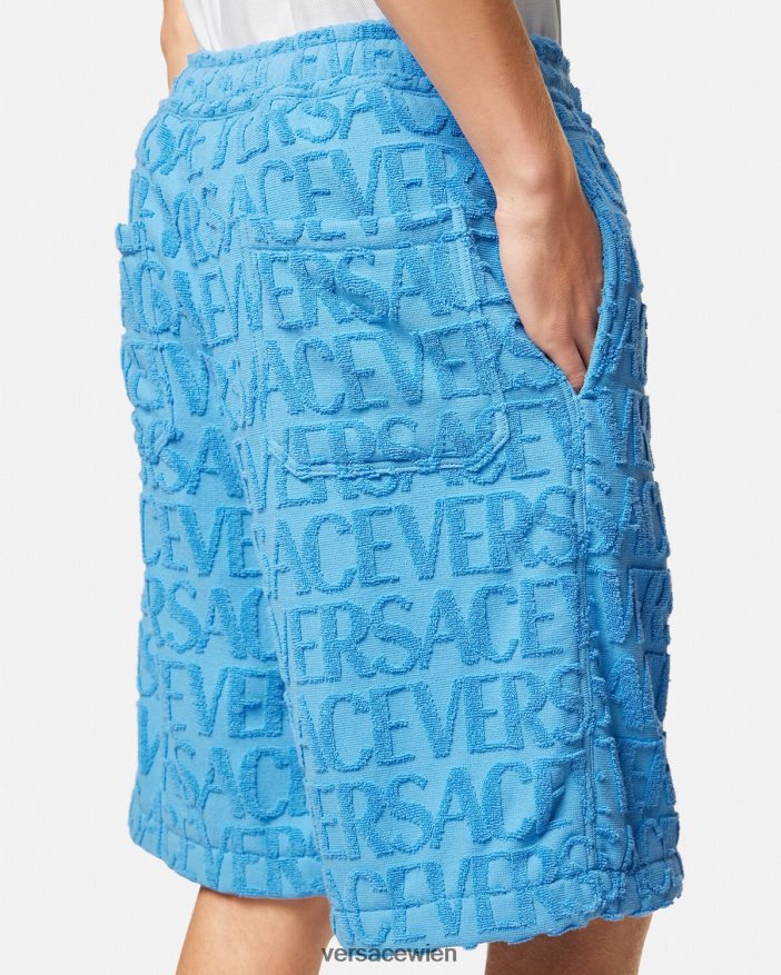 hellblau Allover-Handtuchshorts Versace Männer Kleidung 8N4XJD1429