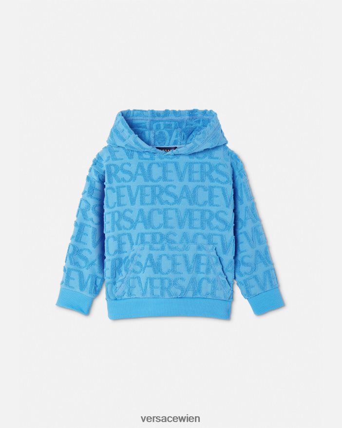 hellblau Allover-Kapuzenpullover aus Handtuch Versace Kinder Kleidung 8N4XJD2088