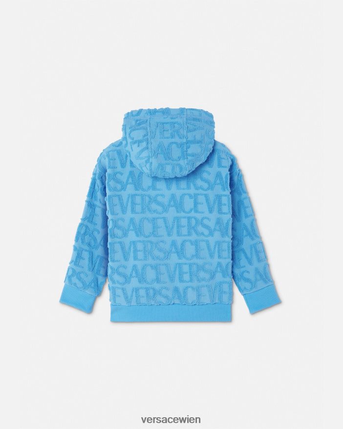 hellblau Allover-Kapuzenpullover aus Handtuch Versace Kinder Kleidung 8N4XJD2088