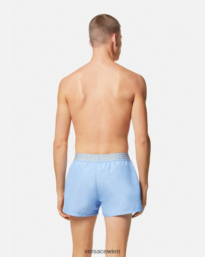 hellblau Badeshorts mit Greca-Bordüre Versace Männer Unterwäsche und Strandbekleidung 8N4XJD1796