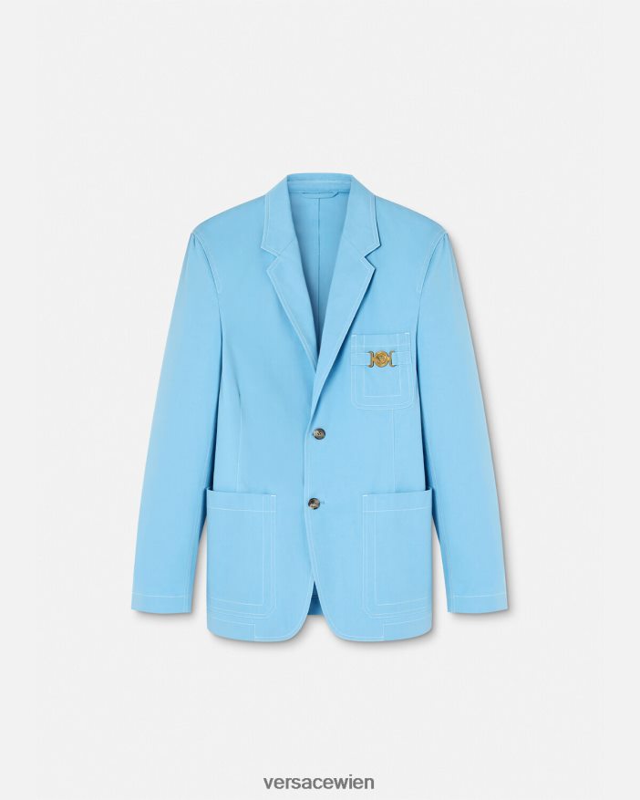 hellblau Einreihiger Blazer mit Medusa Biggie Versace Männer Kleidung 8N4XJD1266