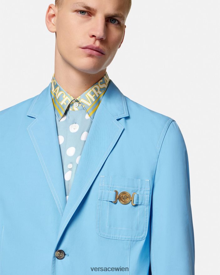 hellblau Einreihiger Blazer mit Medusa Biggie Versace Männer Kleidung 8N4XJD1266