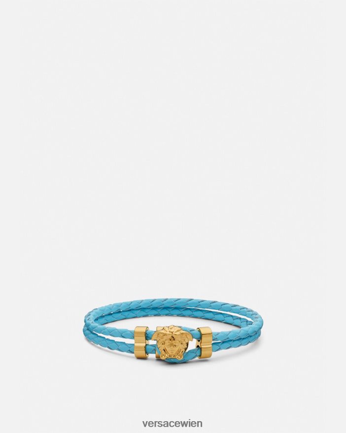 hellblau Medusa-Armband aus geflochtenem Leder Versace Frauen Zubehör 8N4XJD739