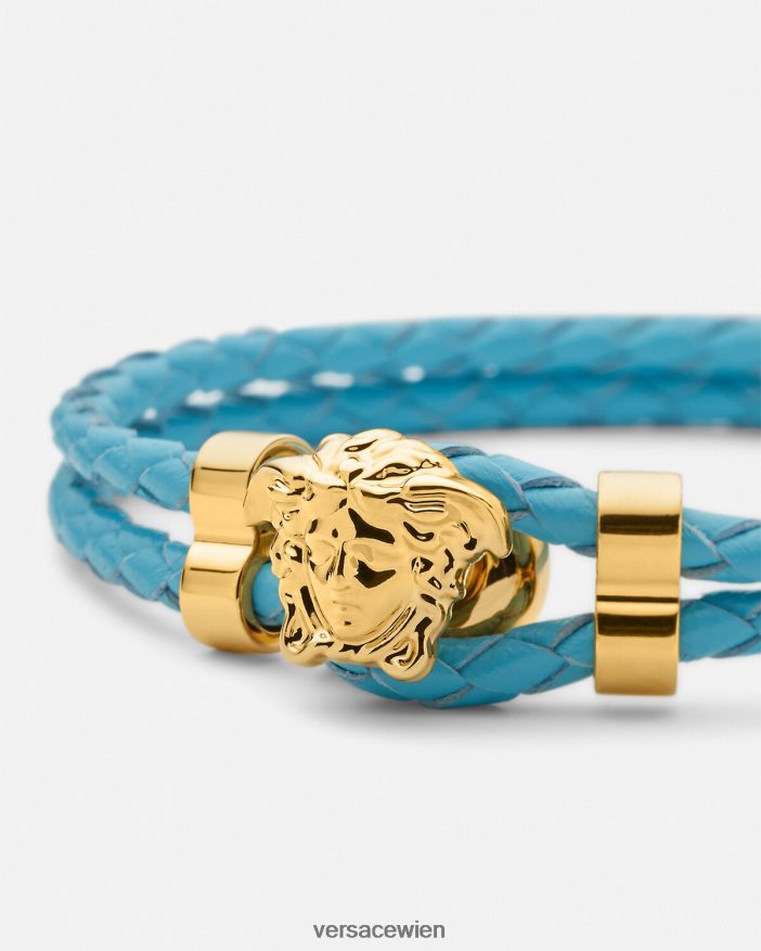 hellblau Medusa-Armband aus geflochtenem Leder Versace Frauen Zubehör 8N4XJD739