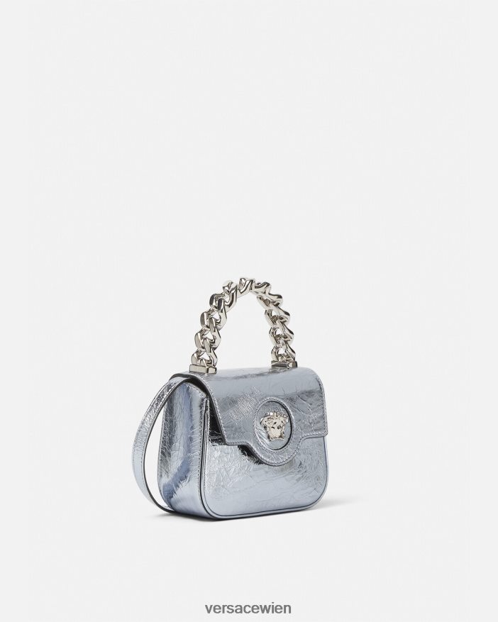 hellblau Mini-Tasche „La Medusa“ in Metallic-Optik Versace Frauen Taschen 8N4XJD302