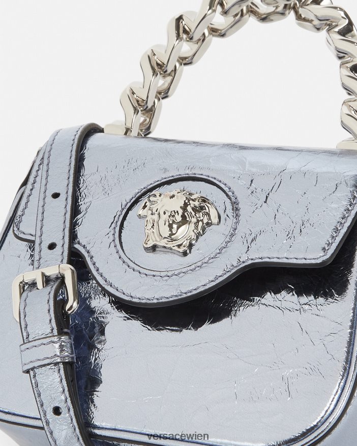 hellblau Mini-Tasche „La Medusa“ in Metallic-Optik Versace Frauen Taschen 8N4XJD302