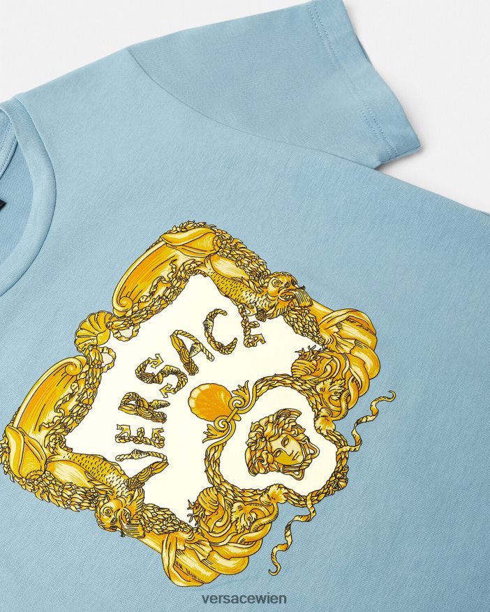 hellblau Muschel-Barock-T-Shirt Versace Kinder Kleidung 8N4XJD2084