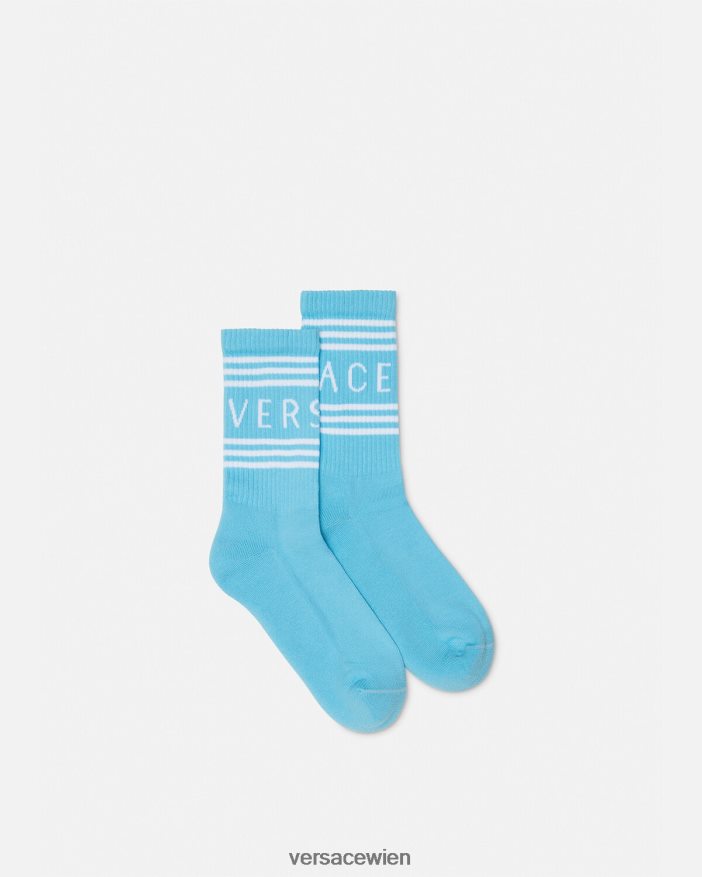 hellblau Socken mit 90er-Jahre-Vintage-Logo Versace Frauen Unterwäsche und Strandbekleidung 8N4XJD1099