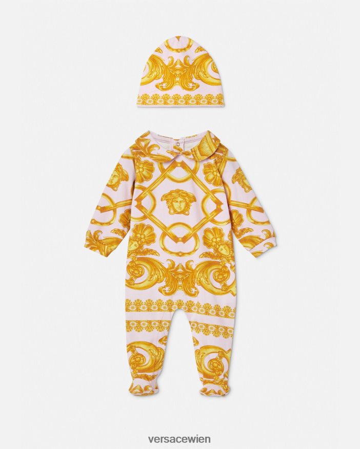 hellrosa und gold Barocco 660 Baby-Schlafanzug-Set Versace Kinder Kleidung 8N4XJD1826