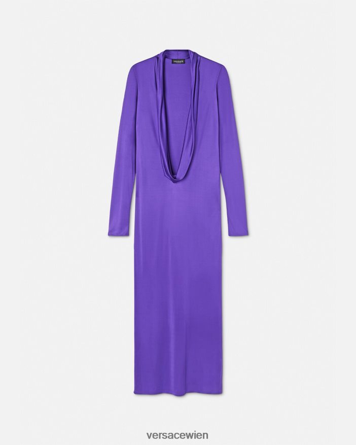 violett Langes Kleid mit Kapuze Versace Frauen Kleidung 8N4XJD60