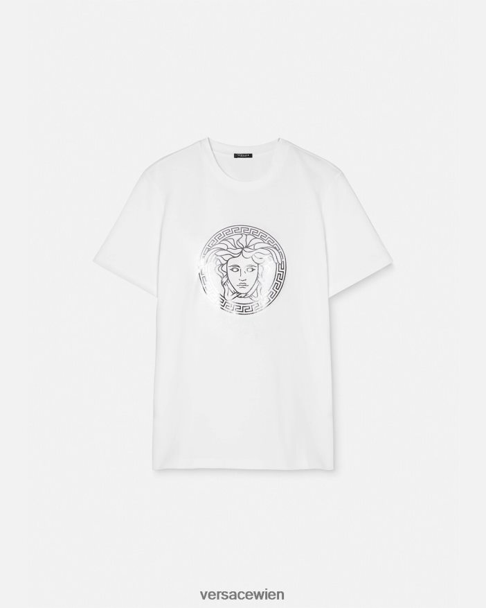 Weißsilber Medusa-T-Shirt Versace Frauen Kleidung 8N4XJD128