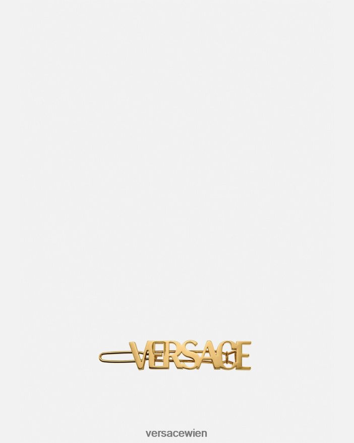 Gold Logo-Haarspange rechts Versace Frauen Zubehör 8N4XJD848