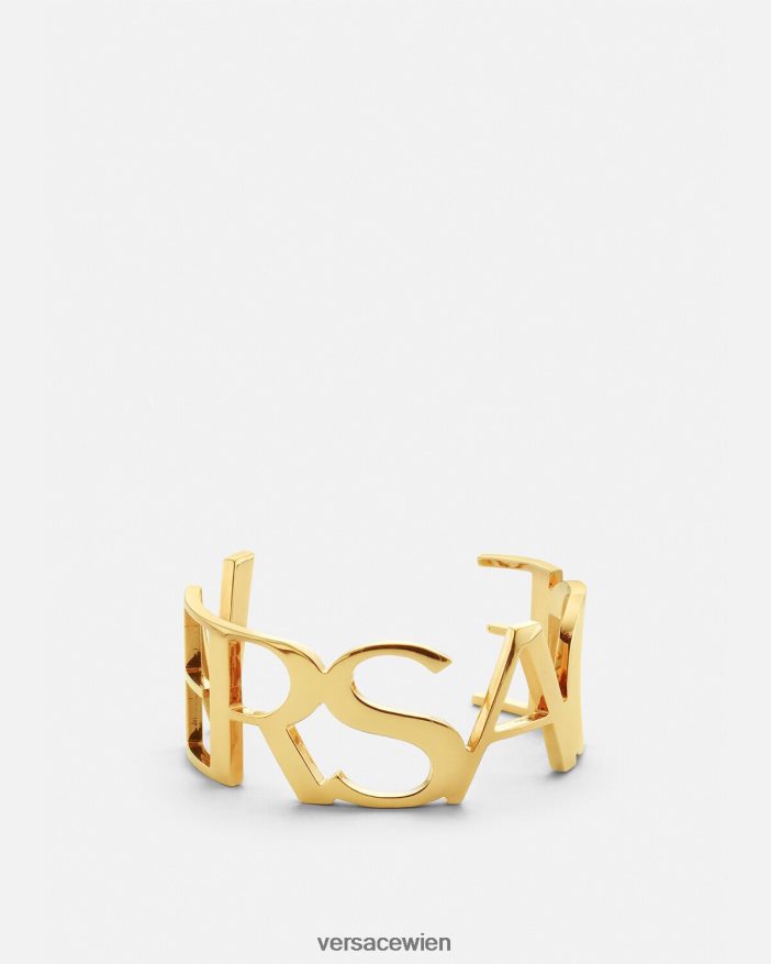 Gold Manschettenarmband mit Logo Versace Frauen Zubehör 8N4XJD806