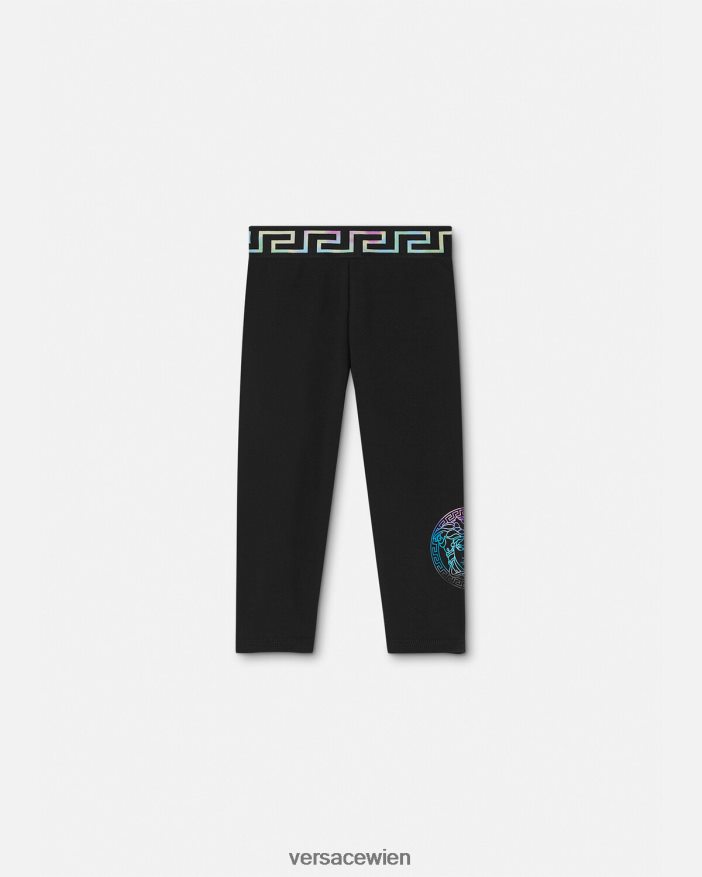 Schwarz & Druck Greca-Medusa-Baby-Leggings Versace Kinder Kleidung 8N4XJD1851