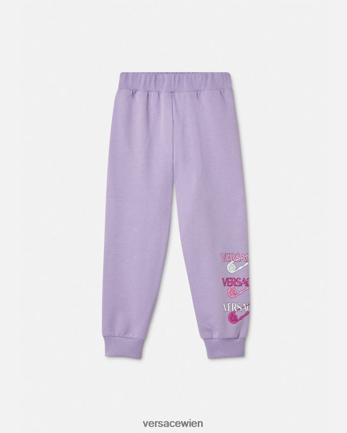 lila Jogginghose mit Sicherheitsnadel Versace Kinder Kleidung 8N4XJD2019