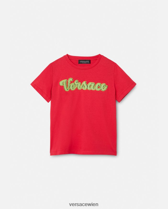 Rot T-Shirt mit Uni-Logo Versace Kinder Kleidung 8N4XJD2133