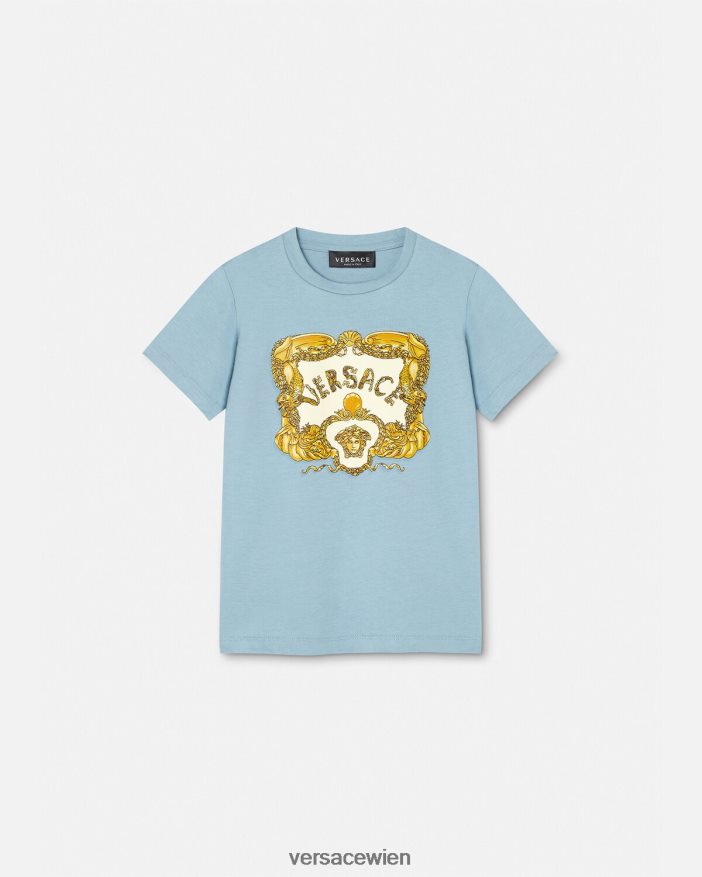 hellblau Muschel-Barock-T-Shirt Versace Kinder Kleidung 8N4XJD2084