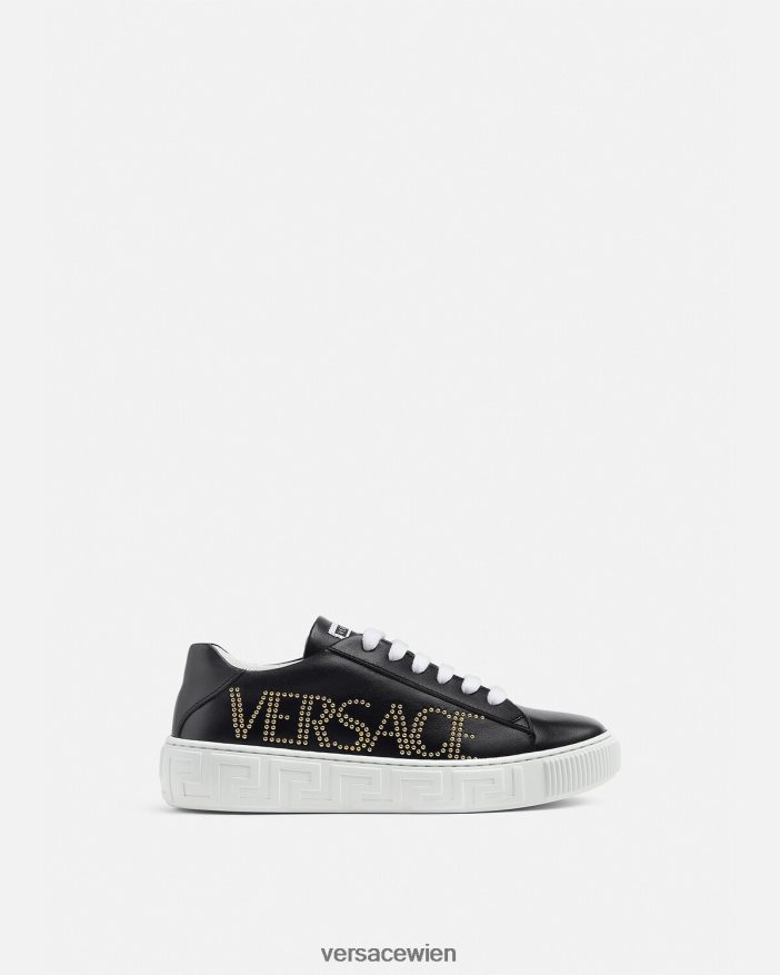 Schwarz Greca-Sneaker mit Logo Versace Kinder Schuh 8N4XJD2037