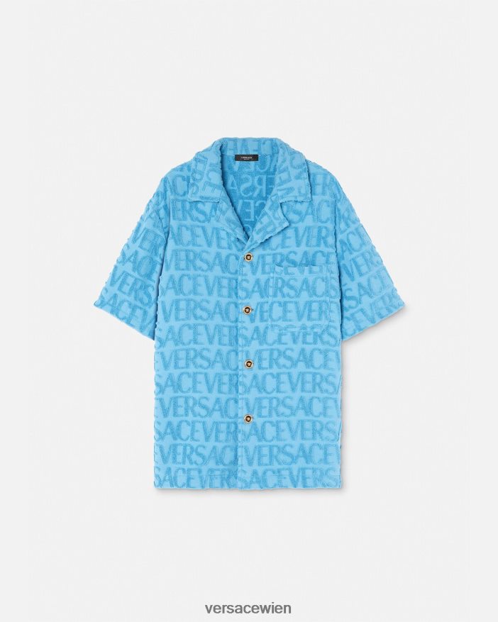 hellblau Allover-Handtuch-Overshirt Versace Männer Kleidung 8N4XJD1280