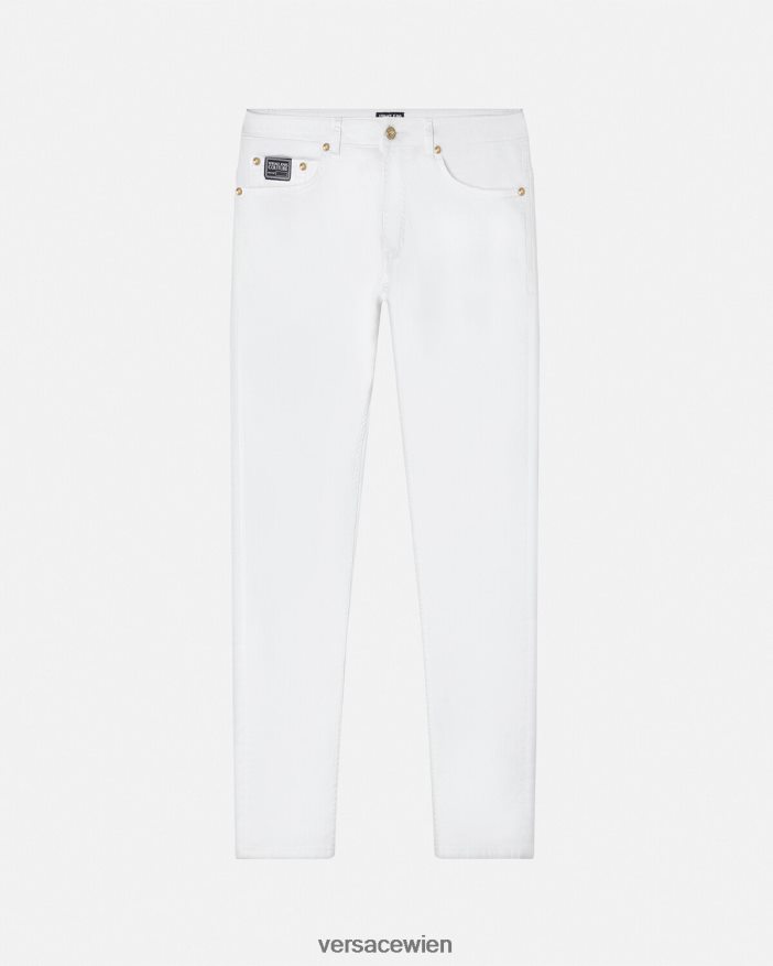 Weiß Logo-Jeans Versace Männer Kleidung 8N4XJD2440