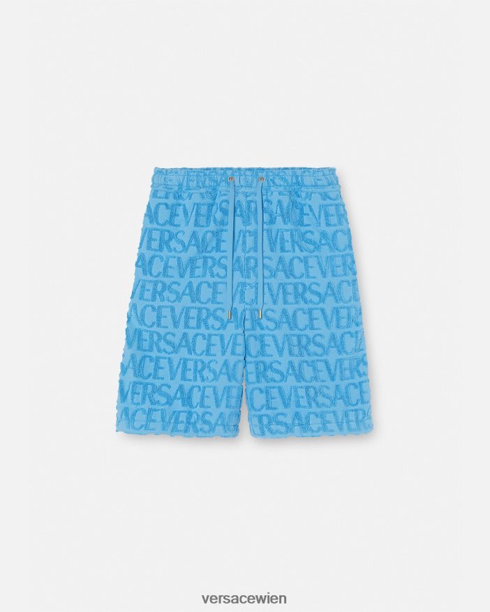 hellblau Allover-Handtuchshorts Versace Männer Kleidung 8N4XJD1429