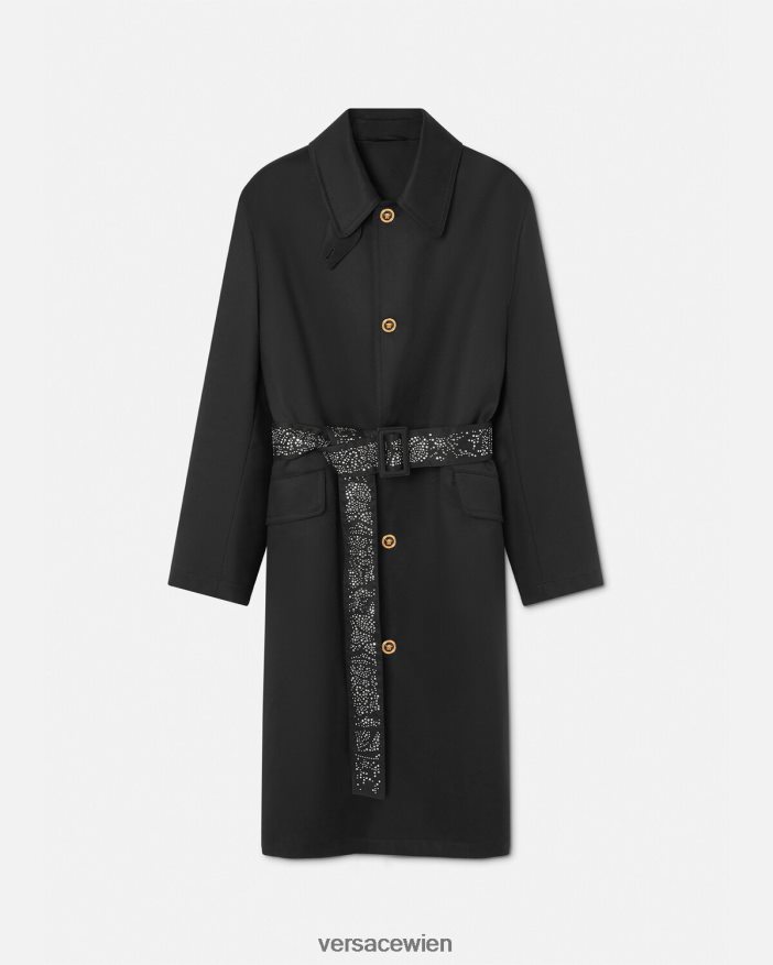 Schwarz Trenchcoat mit Nieten Versace Männer Kleidung 8N4XJD1254