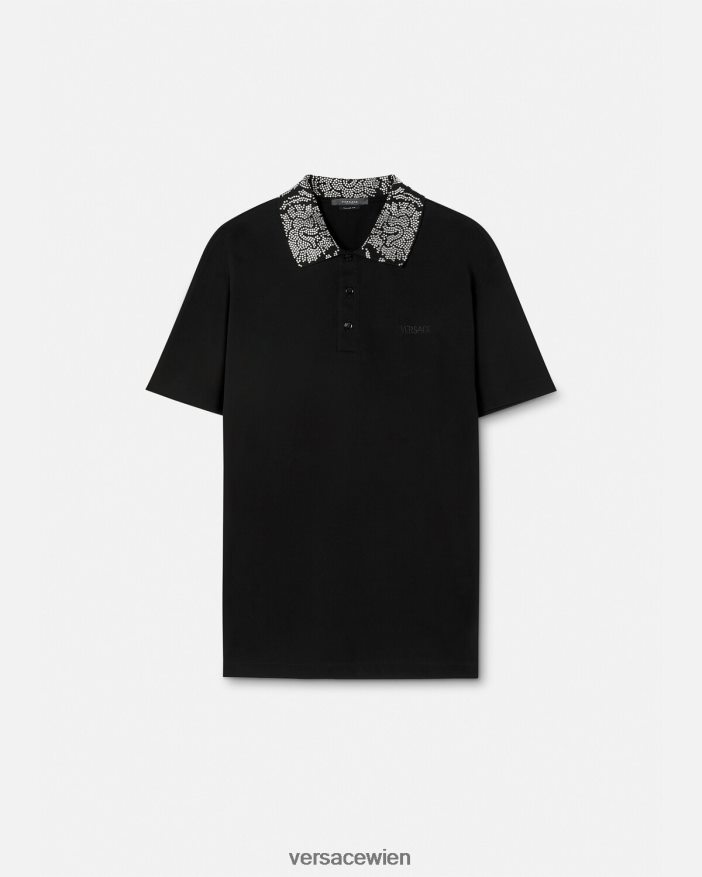 Schwarz Kurzarm-Poloshirt mit Nieten Versace Männer Kleidung 8N4XJD1391