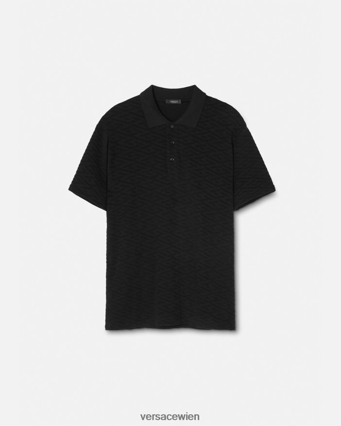 Schwarz La Greca-Poloshirt Versace Männer Kleidung 8N4XJD1394