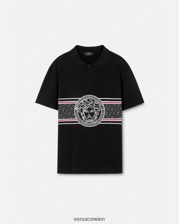 Schwarz Poloshirt mit Medusa-Stickerei Versace Männer Kleidung 8N4XJD1395