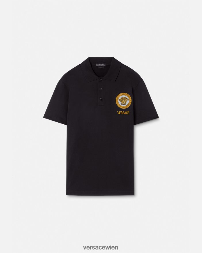 Schwarz Poloshirt mit Medusa-Stickerei Versace Männer Kleidung 8N4XJD1398