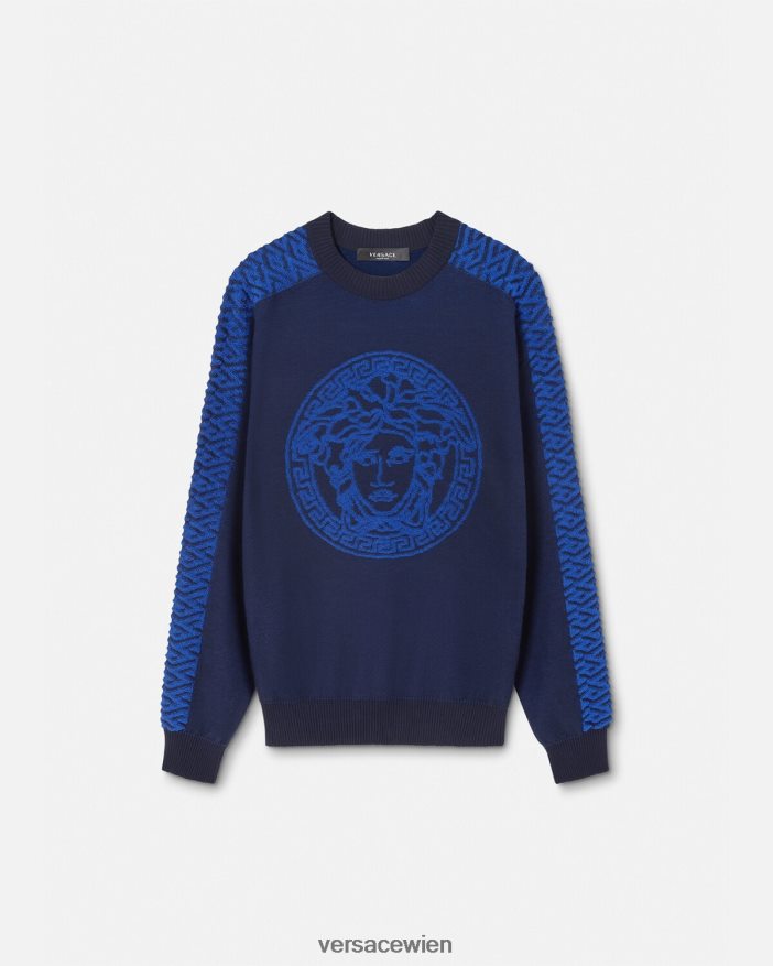 Blau La Greca Medusa-Frotteepullover Versace Männer Kleidung 8N4XJD1338