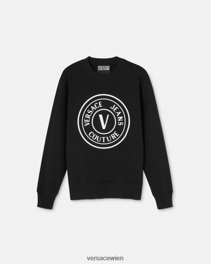 Schwarz Sweatshirt mit V-Emblem Versace Männer Kleidung 8N4XJD2411