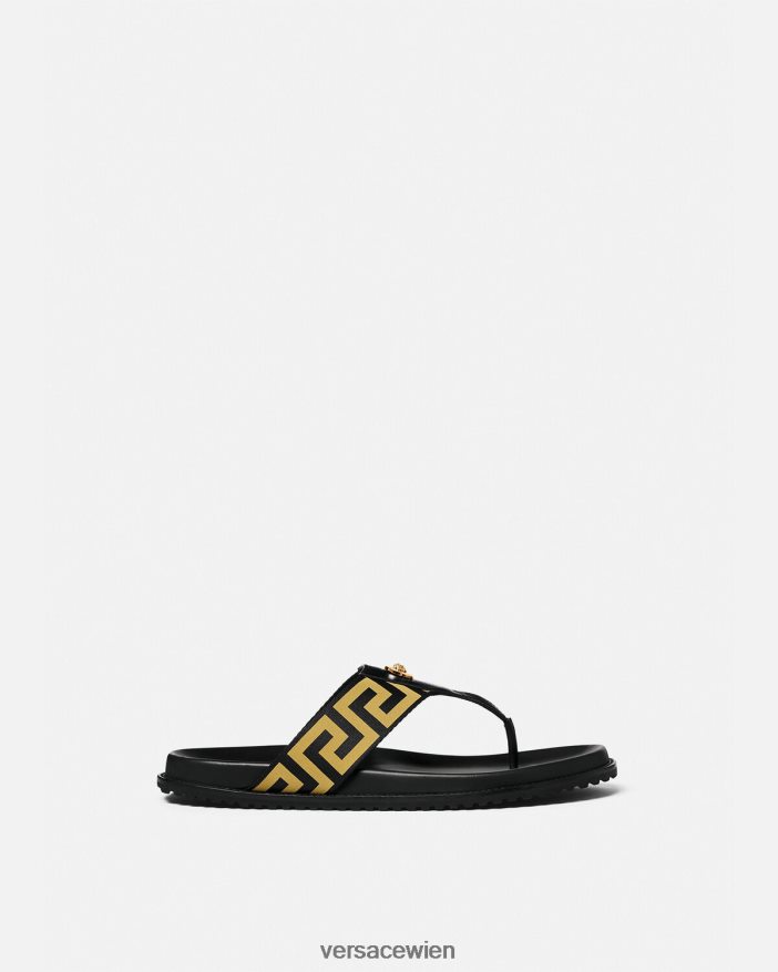 schwarzes Gold Medusa-Greca-Sandalen Versace Männer Schuh 8N4XJD1591