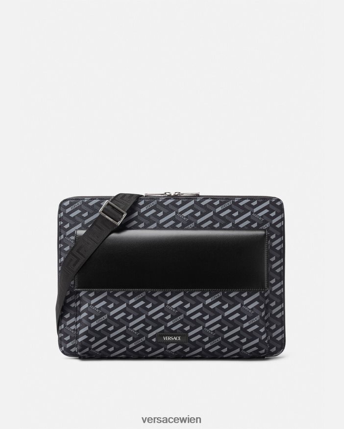 schwarzgrau La Greca-Signatur-Laptoptasche Versace Männer Taschen 8N4XJD1483