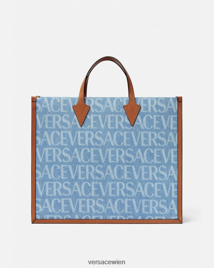 Blau Allover-Denim-Einkaufstasche Versace Männer Taschen 8N4XJD1505