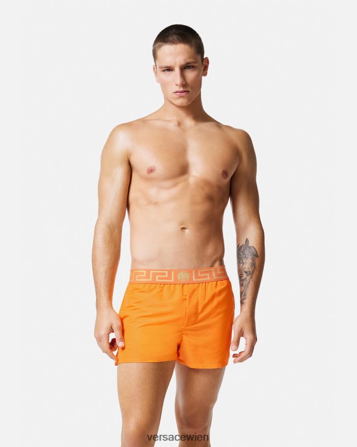 orange Badeshorts mit Greca-Bordüre Versace Männer Unterwäsche und Strandbekleidung 8N4XJD1812