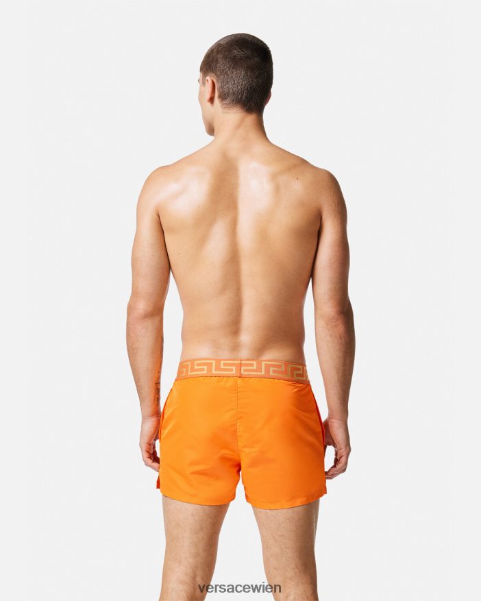 orange Badeshorts mit Greca-Bordüre Versace Männer Unterwäsche und Strandbekleidung 8N4XJD1812