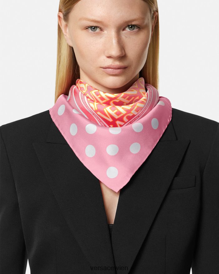 rosa  weiß Allover-Seidenfoulard Versace Frauen Zubehör 8N4XJD885